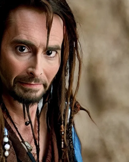 Image similar to David Tennant in a role of Captain Jack Sparrow