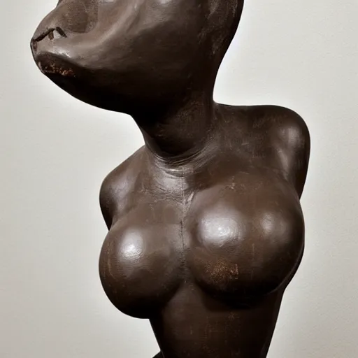 Image similar to Kaitlyn Michelle Siragusa, better known as Amouranth, full body sculpture, african fertility sculpture, 1930s sculpture