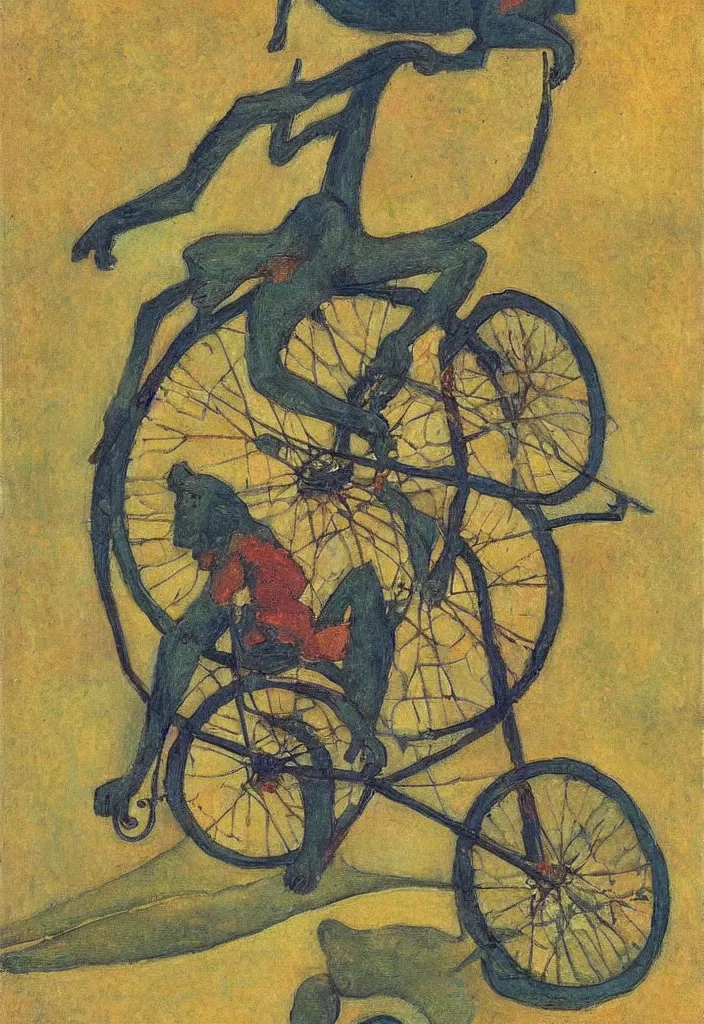 Prompt: a monkey riding a unicycle, Gustav Klimpt, color painterly