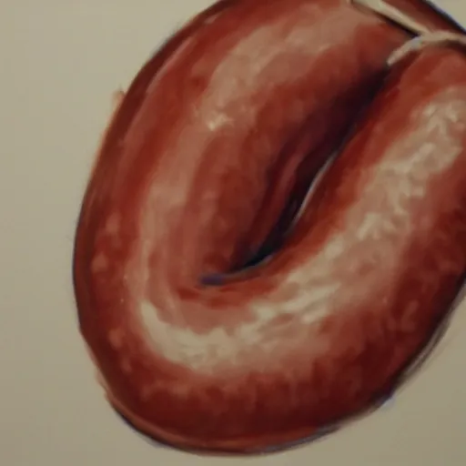 Prompt: sausage painted on white paper by old child, anatomically correct, unreal engine 5, hyper realistic, 8 k highly detailed