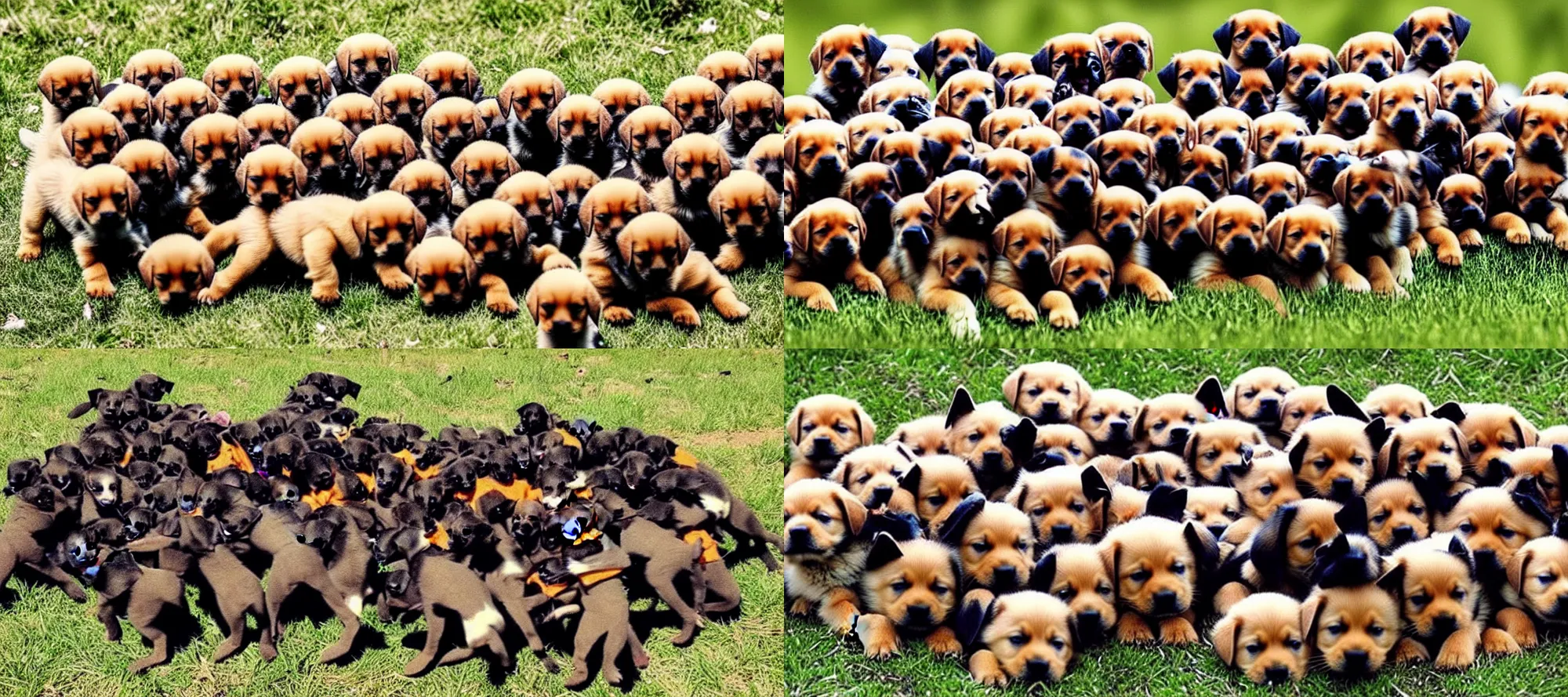 Image similar to Swarm of puppies in battle