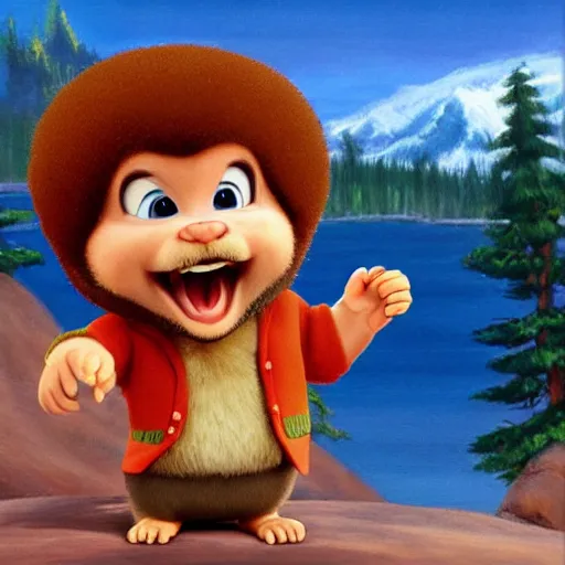 Prompt: bob ross screaming at chipmunks