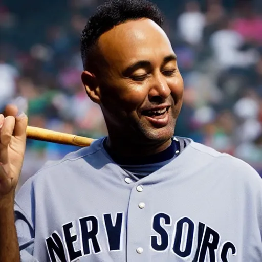 Image similar to derrick jeter, close up, photo, smoking weed