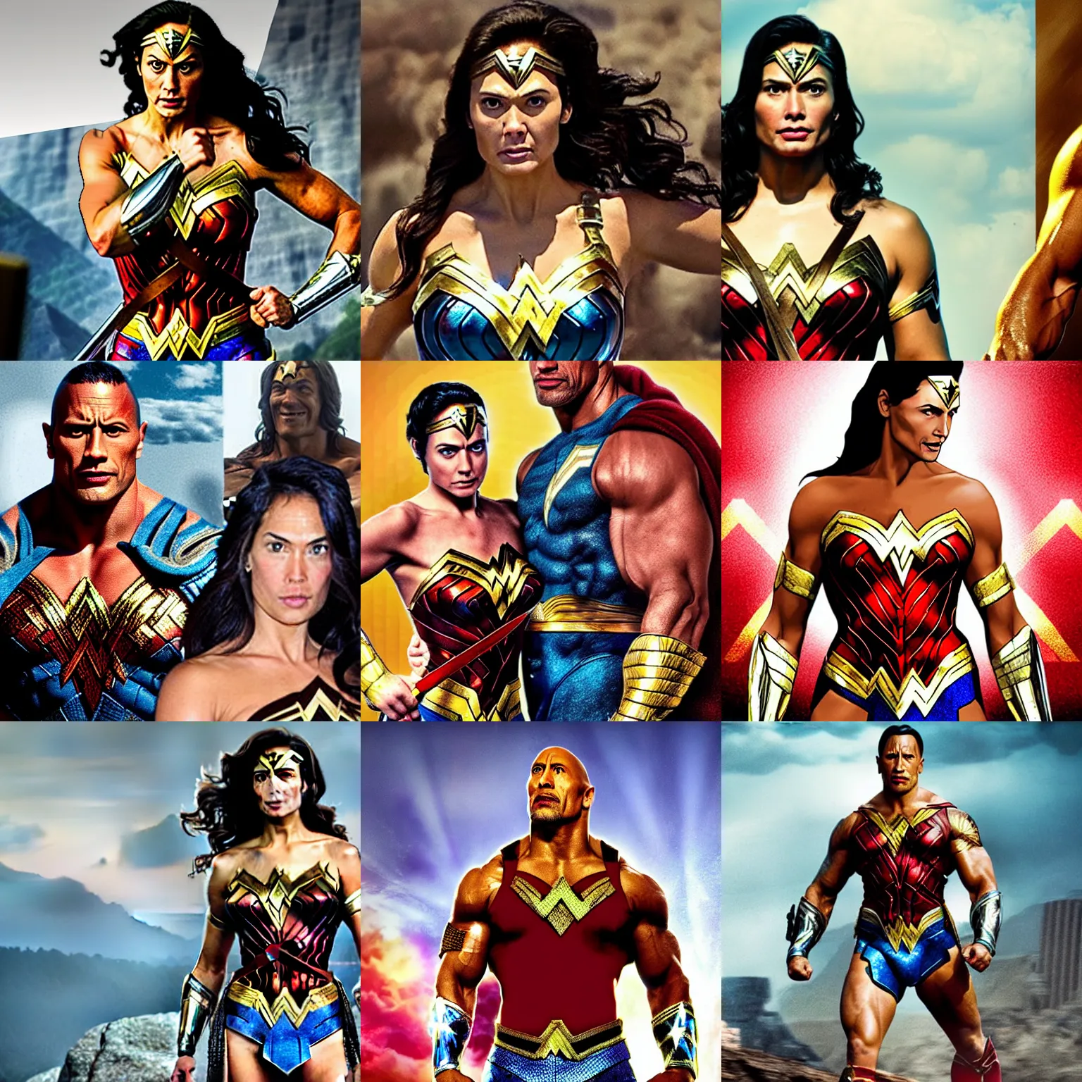 Prompt: dwayne johnson as wonder woman