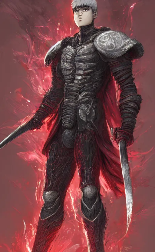 Image similar to full body shot Guts Berserk fan art, digital 2d, extremely detailed, made by wlop, maxwell boas, Naranbaatar Ganbold