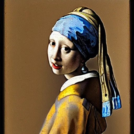 Image similar to A portrait created by Johannes Vermeer of a young woman, delicate and serene, in muted colors.