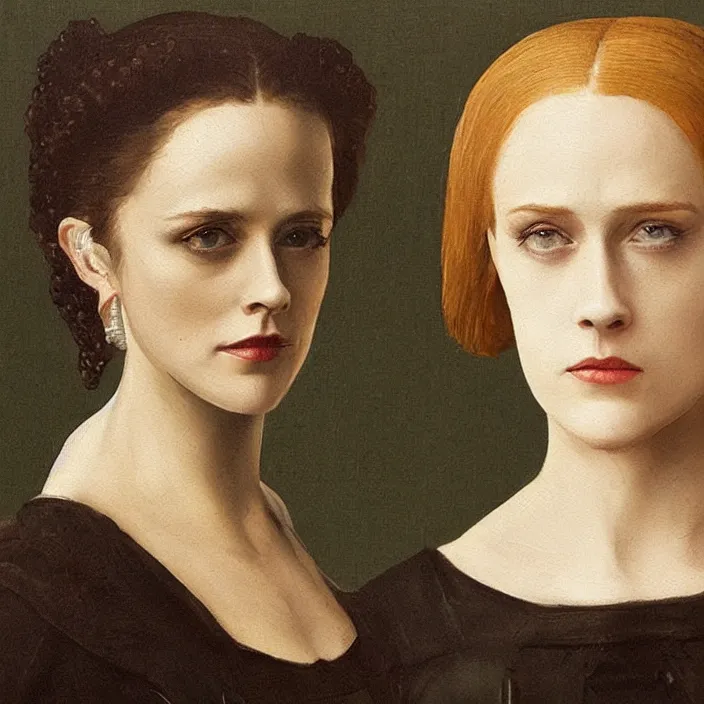 Image similar to dolores from tv show westworld, evan rachel wood, early netherlandish painting