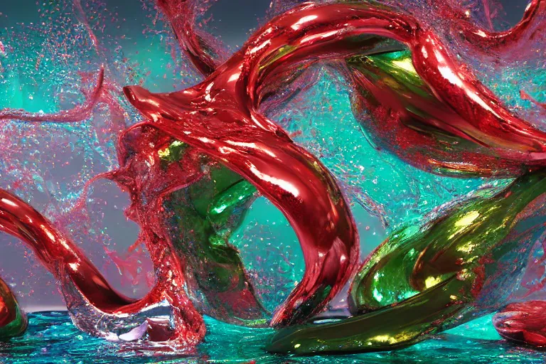 Image similar to Painful pleasures by Lynda Benglis, stunning, liquid physics, bubbly, VFX, high transparency, octane render, 4k, 8k