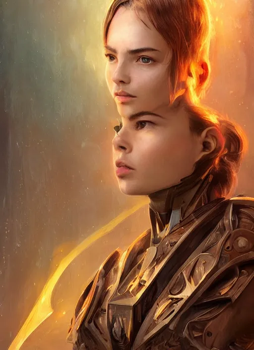 Image similar to a professional portrait of a beautiful young female, clothed in electric battle armor, olive skin, long dark hair, beautiful bone structure, symmetrical facial features, intricate, elegant, digital painting, concept art, smooth, sharp focus, finely detailed, illustration, from Valerian and the City of a Thousand Planets, by Ruan Jia and Mandy Jurgens and Artgerm and William-Adolphe Bouguerea