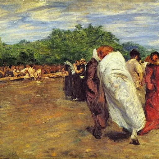 Prompt: this is hell, oil painting by max liebermann