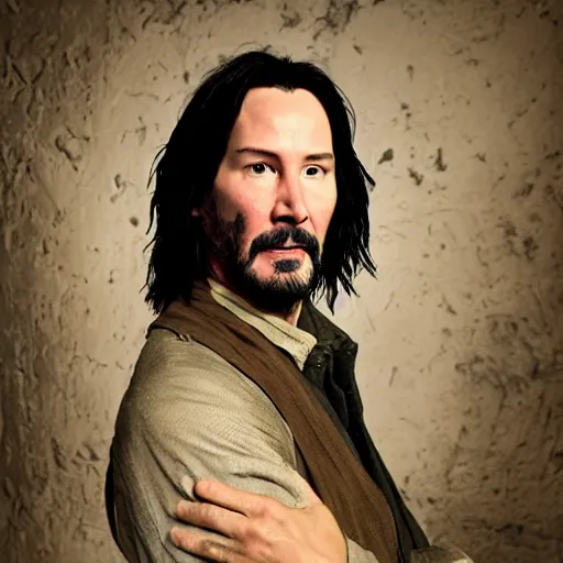 Image similar to Portrait photography of Keanu Reeves as a hobbit