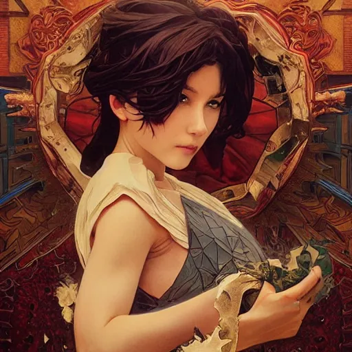 Image similar to movie poster, oiled magic cube, by tsuyoshi nagano, greg rutkowski, artgerm, alphonse mucha