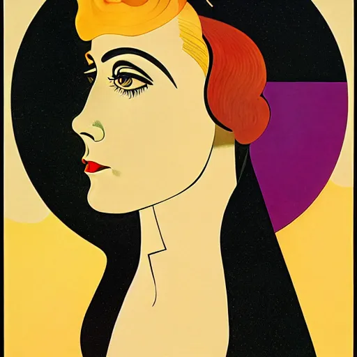 Image similar to Art in the style of Coles Phillips, Gaia, Full figured Mother Earth, portrait, Herbert Bayer, Kandinsky