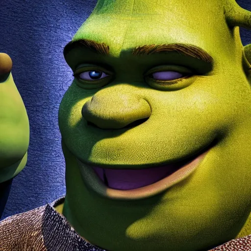 Image similar to photorealistic shrek at a job interview. octane render. high resolution.