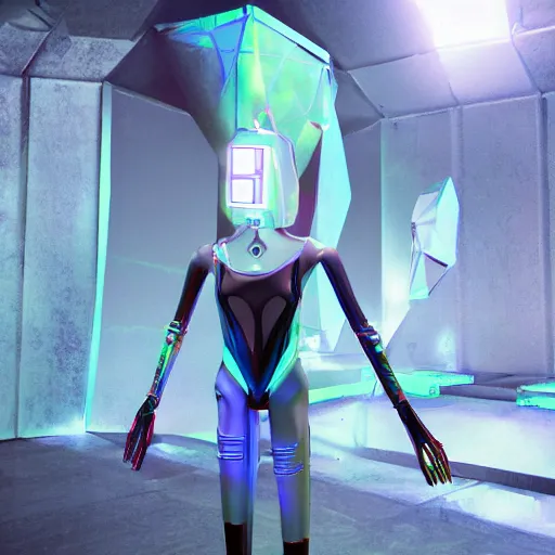 Prompt: fashion show at mars, ayanami, fashion of casting cyber pyramid, render daft cypher anime marlboro, abstract, glitch android, male druid, 8 a 3 d outfit, alien detailed, broken mask, shadows realism, beeple, wizard robot, inside karol very epcot, by albedo glowing colossus, forest kodak