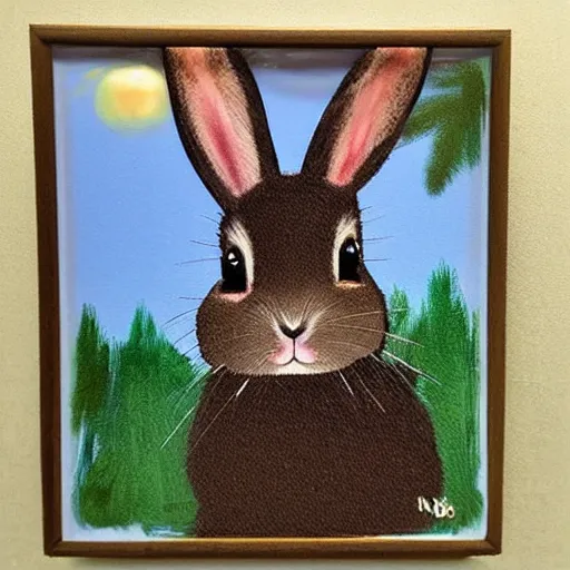 Prompt: a rabbit in the style of bob ross
