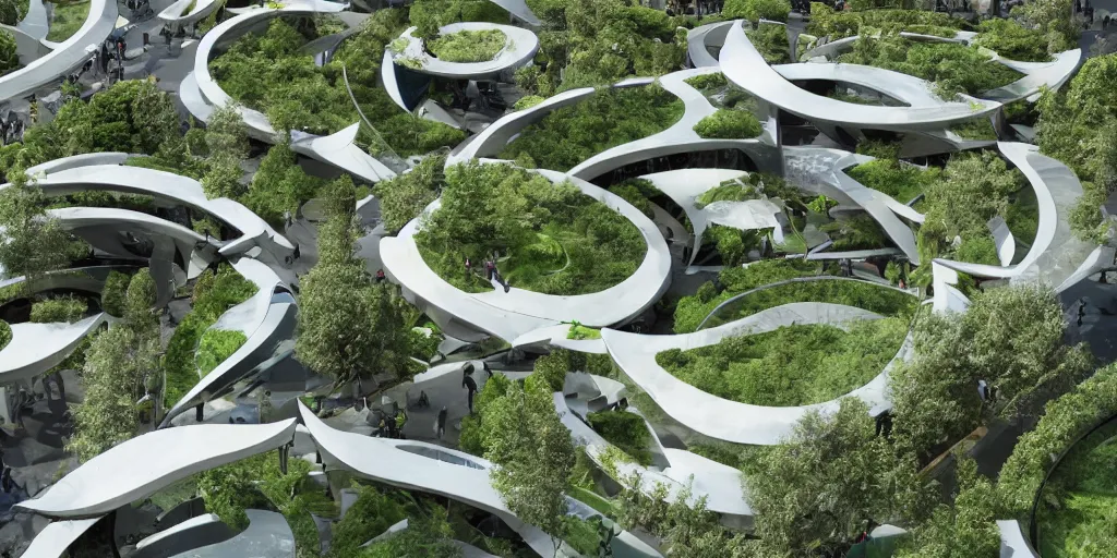 Image similar to a futuristic ecological park in paris