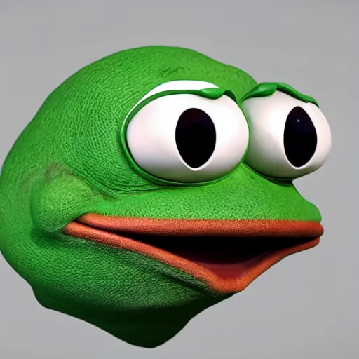 Image similar to a sadge - sad - pepe - the - frog, looking more depressed than usual, quivering lips, fists in the air, sweat flying, cgi render, zbrush, octane, keyshot render