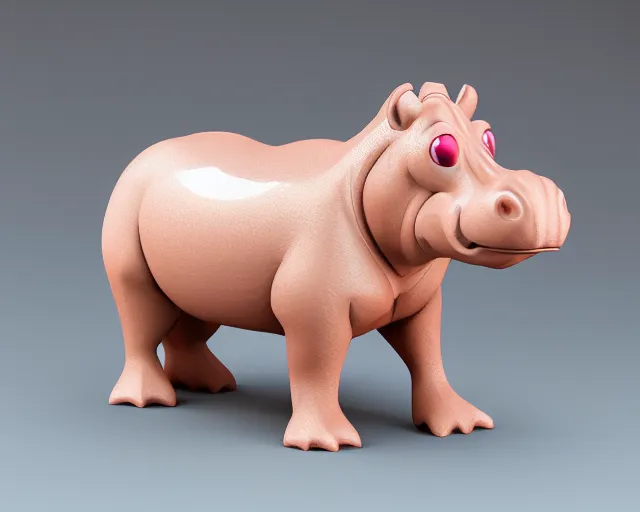 Image similar to cartoon hippopotamus vinyl figure, figure photography, anime stylized, high detail, 3D sculpture, product photography, studio lighting - H 640