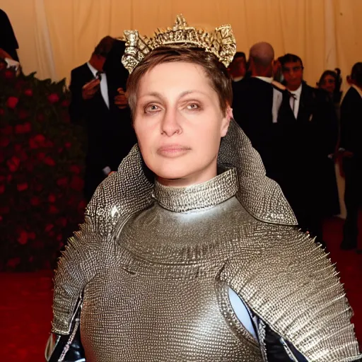 Image similar to photo of joan of arc at the met gala