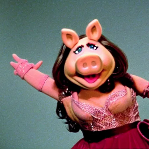 Image similar to movie still of miss piggy starring as trinity in the matrix 1 9 9 9 movie w - 7 6 8