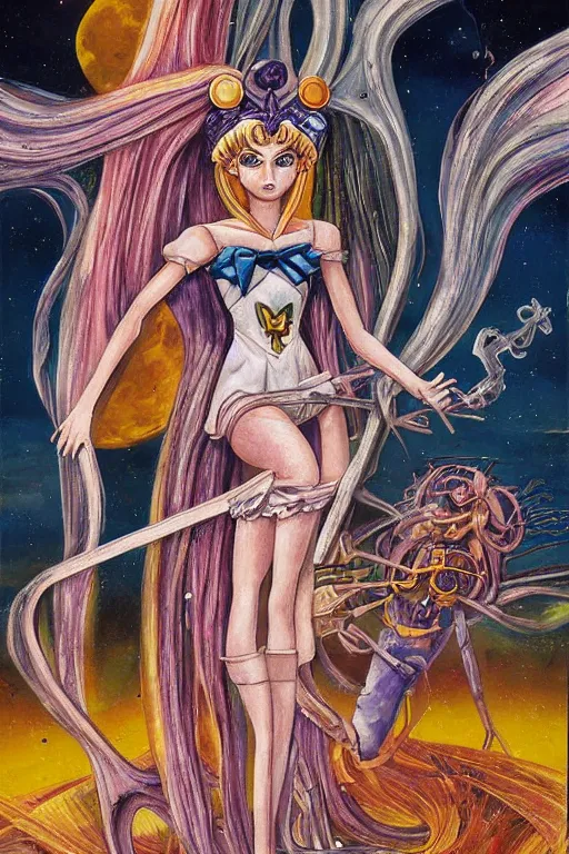 Image similar to detailed painting of Sailor Moon by H. R. Giger