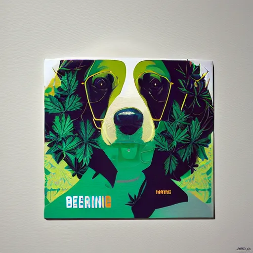 Image similar to berner profile picture by sachin teng, marijuana organic painting, marijuana, matte, hiphop, hard edges, energetic, 3 d shapes, asymmetrical, smoke, green, highly detailed