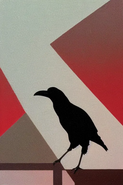 Image similar to a raven standing amongst 8 0 s era technology, vintage shapes, retro technology, pantone color, wayne barlow, oil on canvas, deep depth of field, masterpiece, cinematic composition, hyperdetailed