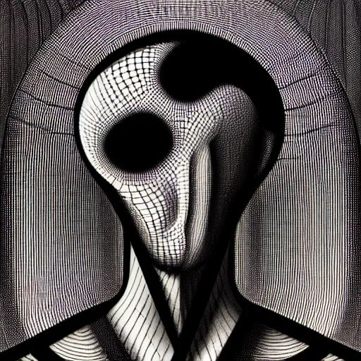 Prompt: grain effect conceptual figurative post - morden monumental portrait made by escher and giger, highly conceptual figurative art, intricate detailed illustration, illustration sharp geometrical detail, vector sharp graphic, controversial poster art, polish poster art