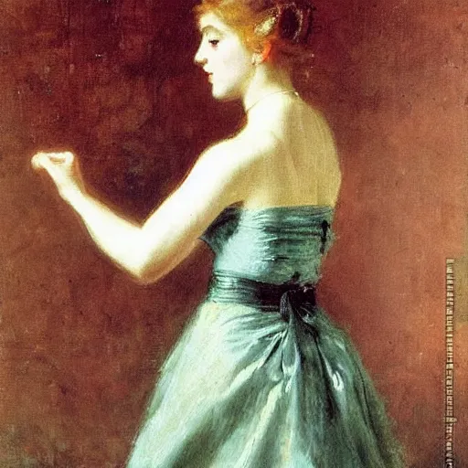 Image similar to a young woman dancing by alfred stevens