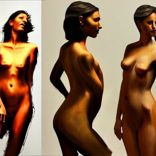 Image similar to body sculptures made with oil painting, brush strokes, volumetric