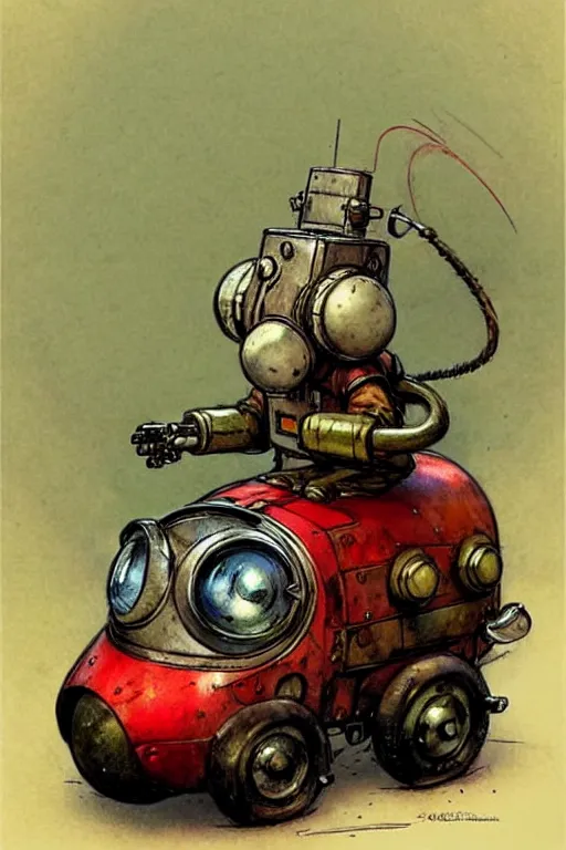 Image similar to adventurer ( ( ( ( ( 1 9 5 0 s retro future android robot fat robot mouse wagon. muted colors. ) ) ) ) ) by jean baptiste monge!!!!!!!!!!!!!!!!!!!!!!!!! chrome red