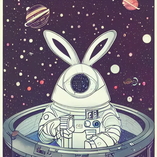 Image similar to A lost sci-fi rabbit, space rabbit, interstellar black hole, by James Jean And WLOPPRO