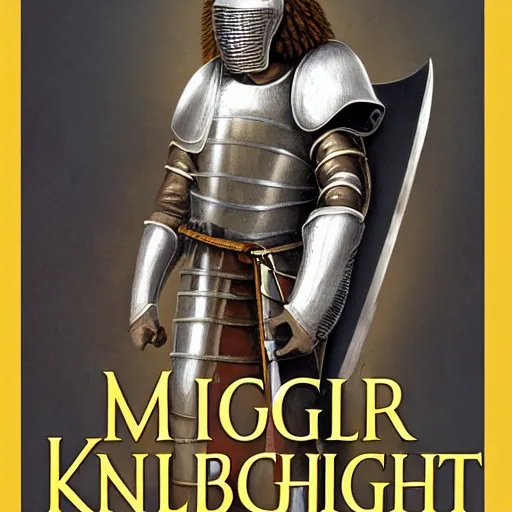 Prompt: book cover about a medieval lion knight