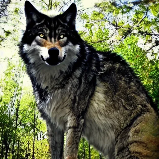 Prompt: giant cat - wolf, nature photography