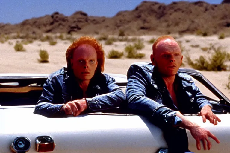 Prompt: a film still of Bill burr in a thelma and louise, high quality