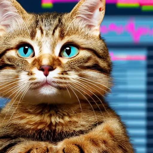 Image similar to photo of anthropomorphic cat trading stocks