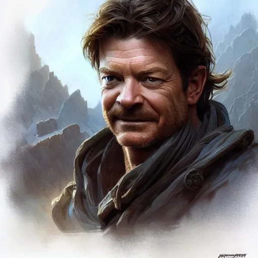 Image similar to rugged jason bateman, handsome, D&D, upper body, muscular, hairy torso, fantasy, intricate, elegant, highly detailed, digital painting, artstation, concept art, smooth, sharp focus, illustration, art by artgerm and greg rutkowski and alphonse mucha