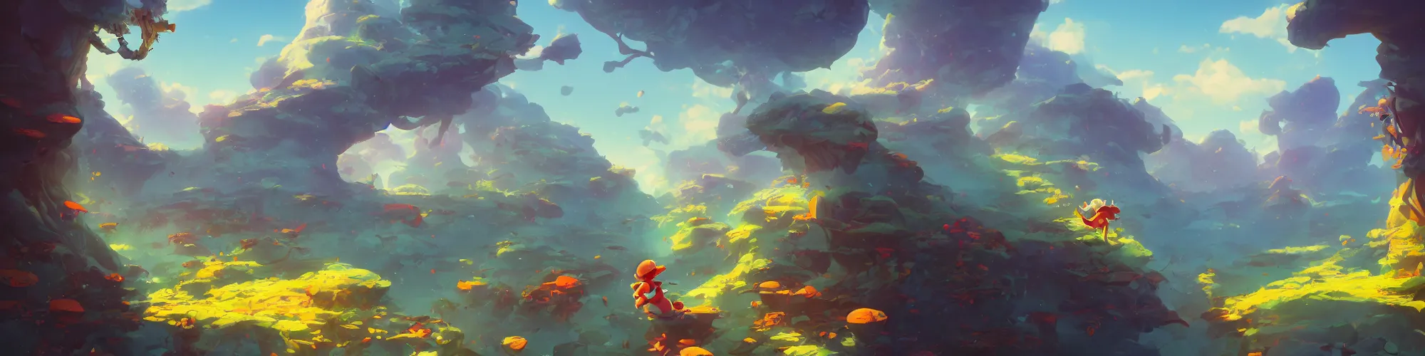 Image similar to 3 6 0 panoramic dynamics matte painting acrylic blur oil wonderland yoshi kurbi dofus, hight contrast,, behance hd by jesper ejsing, by rhads, makoto shinkai and lois van baarle, ilya kuvshinov, rossdraws global illumination