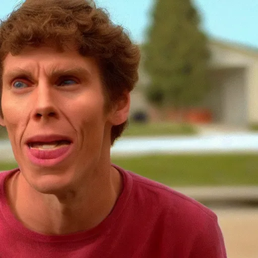 Image similar to Live Action Still of Jerma in Napoleon Dynamite, real life, hyperrealistic, ultra realistic, realistic, highly detailed, epic, HD quality, 8k resolution, body and headshot, film still