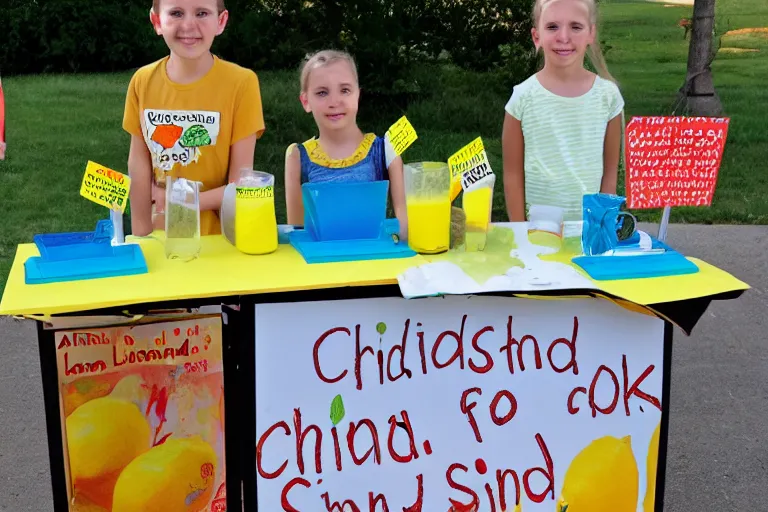 Image similar to armed chidren lemonade stand