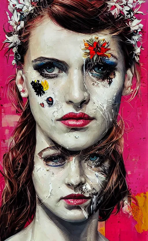 Prompt: A bride, portrait by Sandra Chevrier