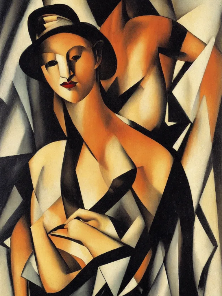 Image similar to artist tamara de lempicka a portrait of a clothed female,