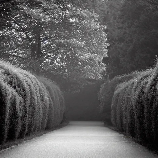 Image similar to Beautiful cameraphone, soft liminal Photograph of a residential road at early morning, lawn, bushes