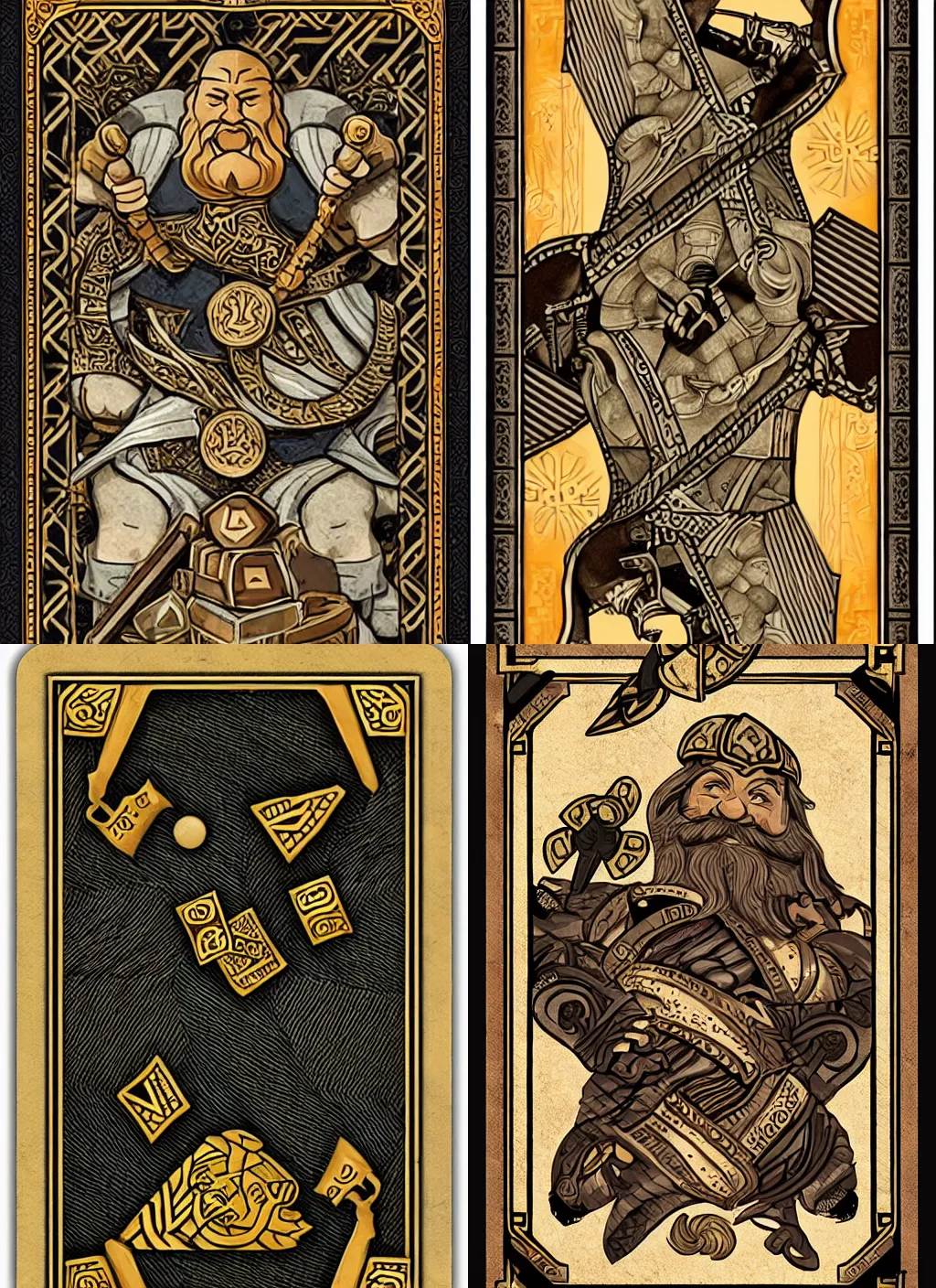 Prompt: playing card with dwarven thematic | detailed | artdeco | stone | runes | hyperdetailed