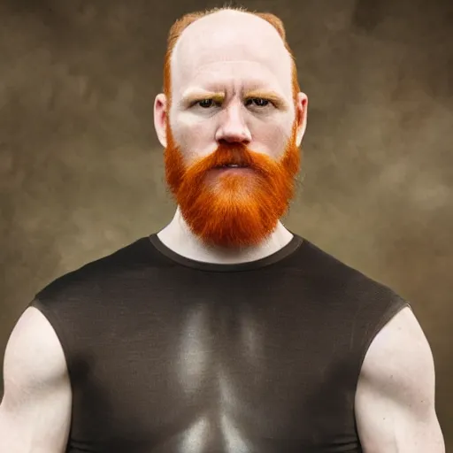 Prompt: photograph of a ginger male, middle aged balding superhero