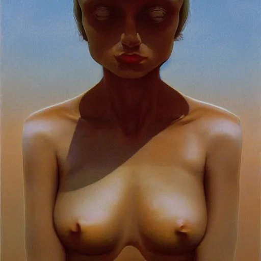 Image similar to elza ice in bikini, highly detailed, smooth, sharp focus, giger, zdzisław beksinski, laury lipton