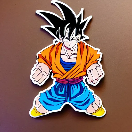 Image similar to die cut sticker, goku with a strawhat, splatter paint