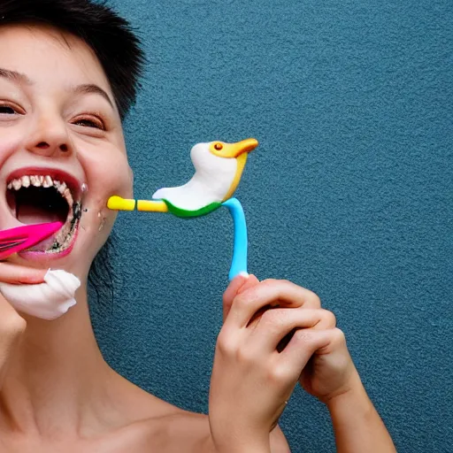 Image similar to duck brushing teeth