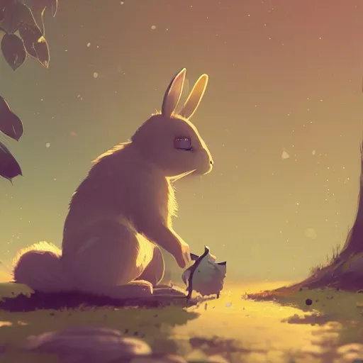 Image similar to cute rabbit by victo ngai and andreas rocha and greg rutkowski trending on artstation unreal engine 8 k hd wallpaperjpeg artifact blur